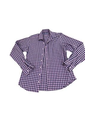 Men’s Seize dous Vingt Pink & Navy Plaid cotton Button-Up Shirt Portugal 16.5
